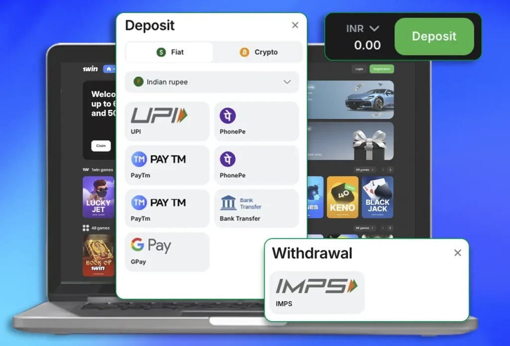 Payment methods for 1win India