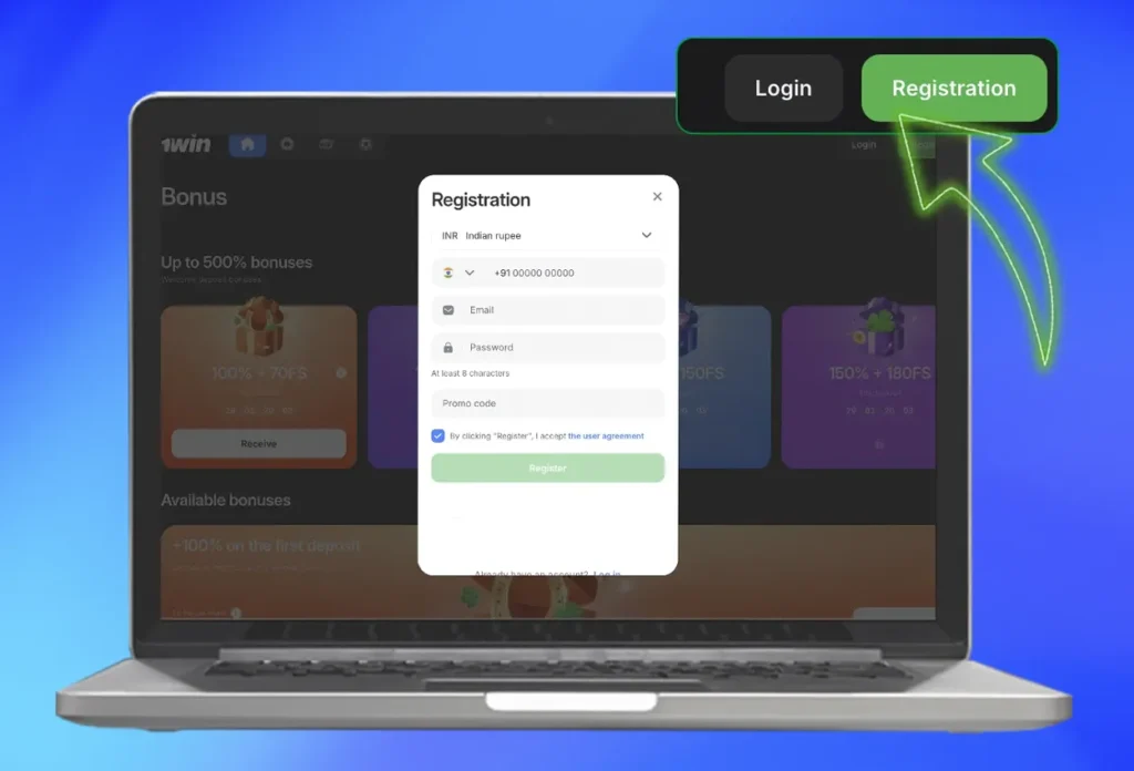 1win Register process